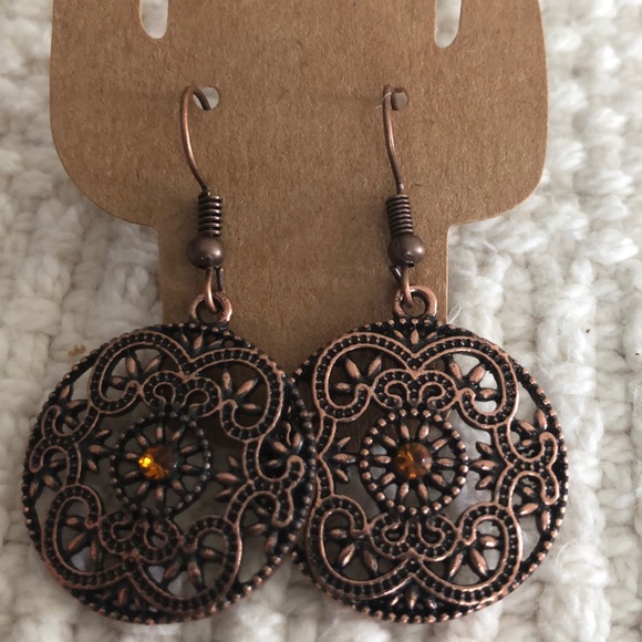 Jewelry - COPPER AND RHINESTONE EARRINGS NWT